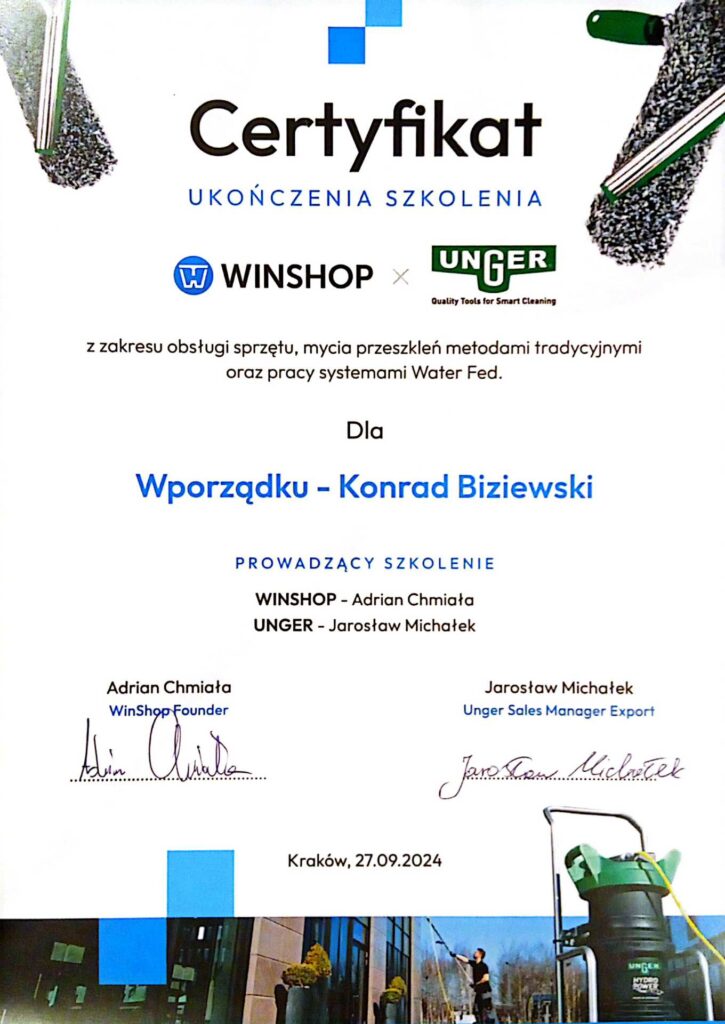 W-porządku Konrad Biziewski certyfikat